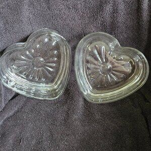 Vintage Libbey Heart Shaped Glass Containers